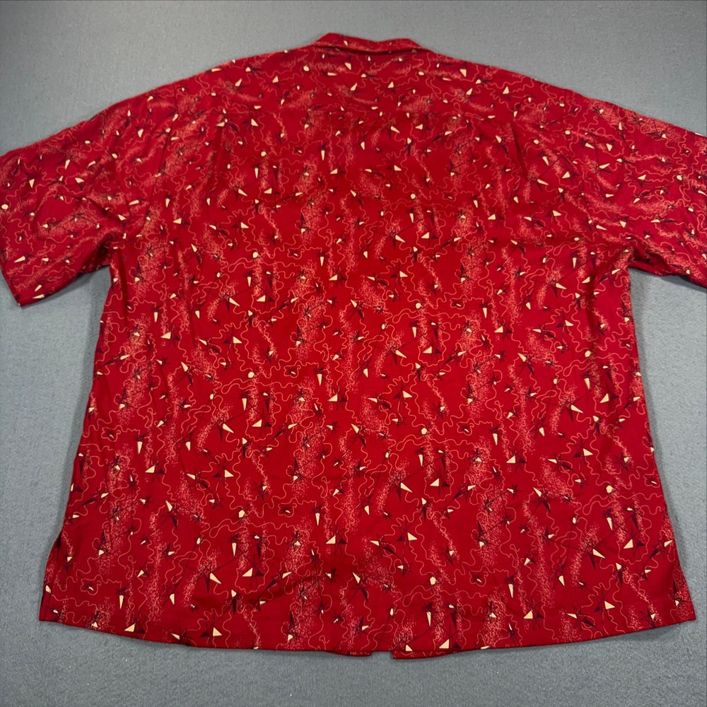 Nat Nast Luxury Originals Red 100% Silk Atomic Starburst Camp Shirt Mens L - Picture 7 of 7